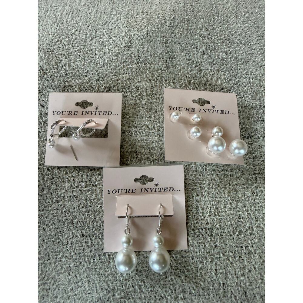 NWT “You’re Invited…” Pearl Earring Variety Bundle (3)